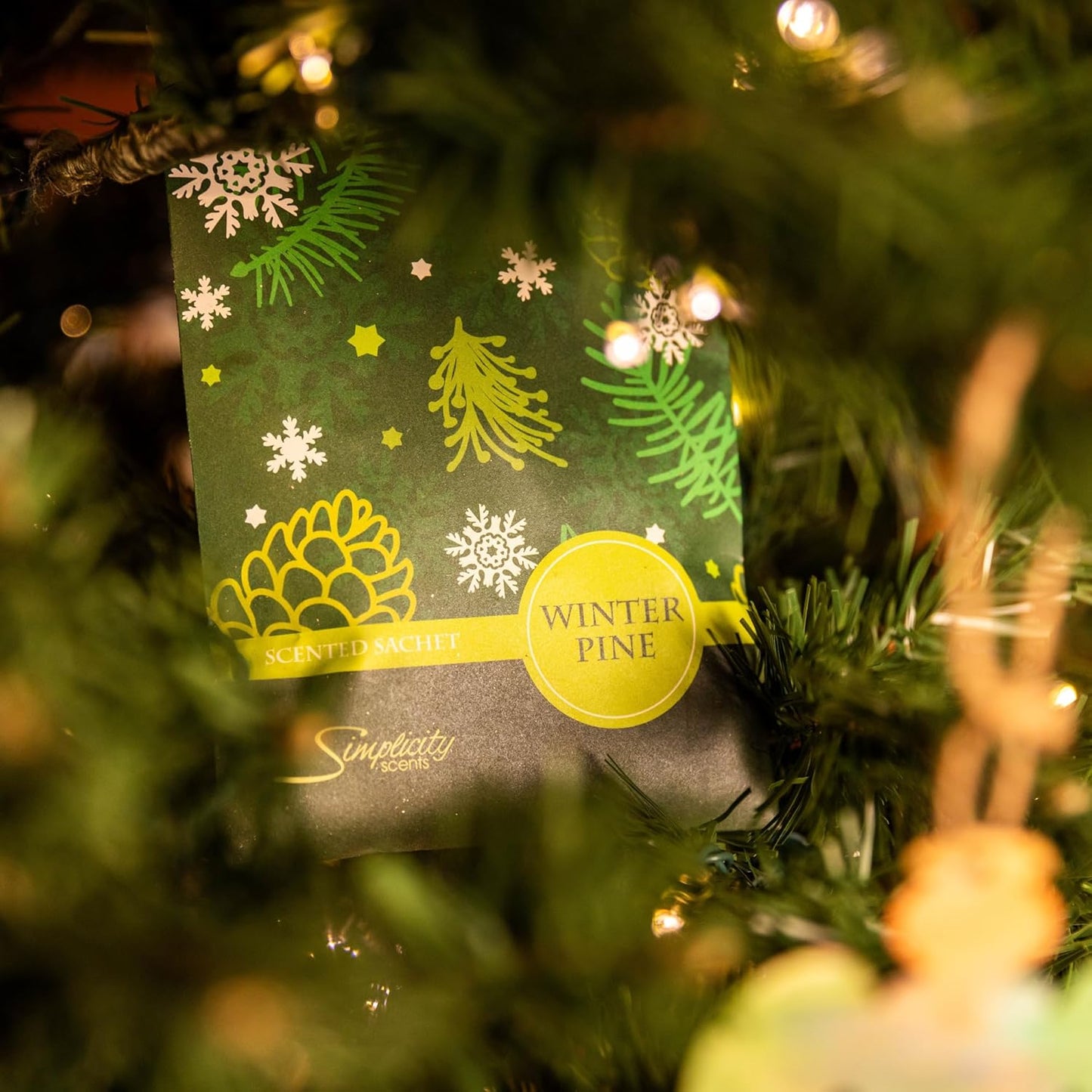 Winter Pine Scented Sachets Pack of 3, Long-Lasting Scented Bags, Home Fragrance, Air Freshener & Deodorizer for Closet, Room, Drawer, or Cars, Made in USA