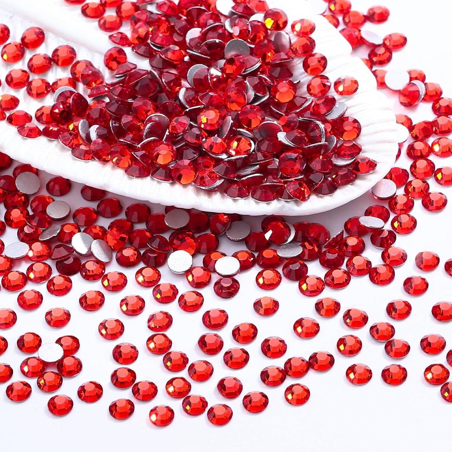 Light Siam Flatback Rhinestones, Glass Rhinestones for Nail Art and Craft, Glue Fix, Loose Crystal Gemstones(Red, SS8, 1440pcs, 2.3-2.5mm)