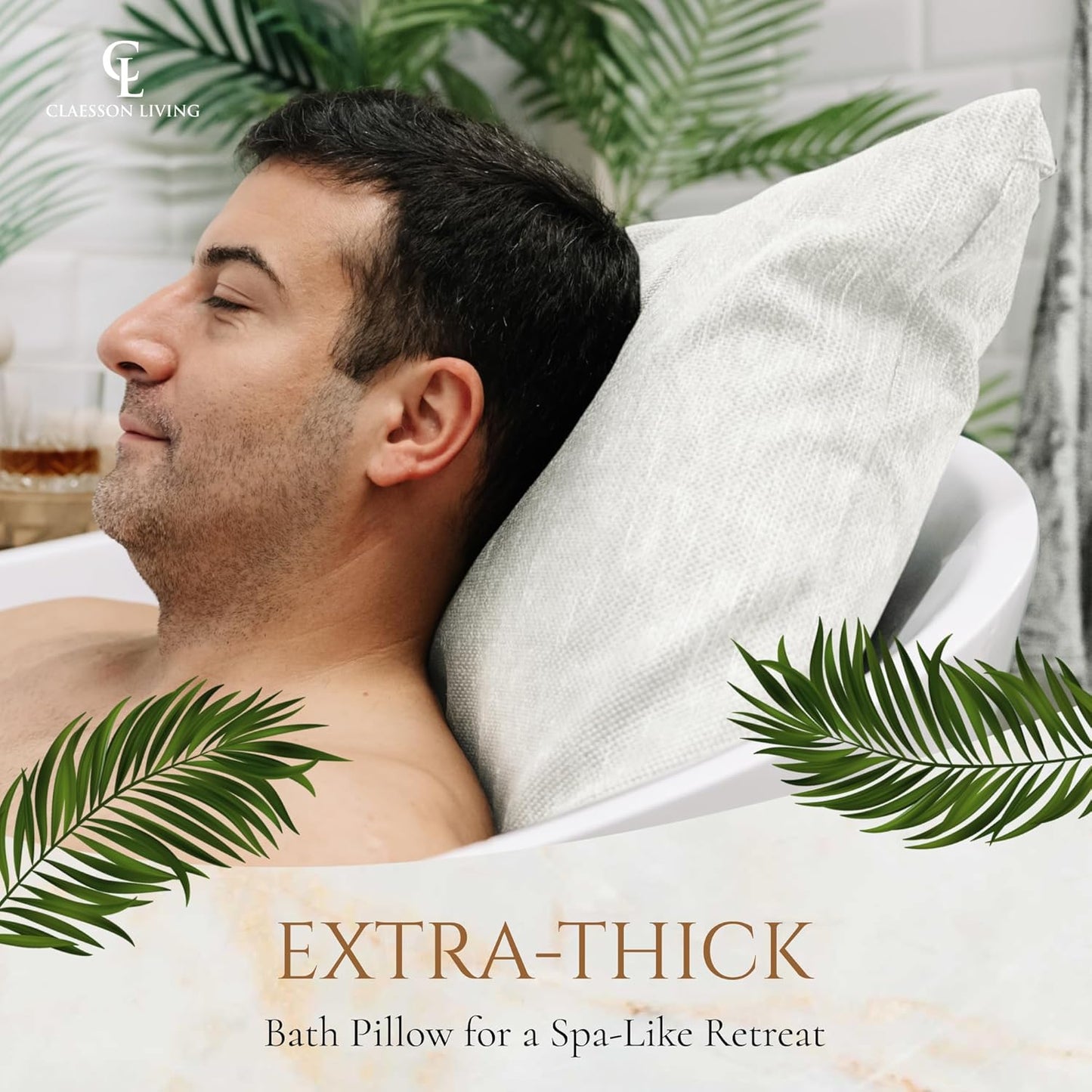 Luxury Bath Pillow for Tub - Thick and Comfortable Bathtub Pillow Support for Head and Neck and Back - Washable Quick-Drying Bath Pillows - Bath Cushion for Home Spa - Fits Any Bathtub - White