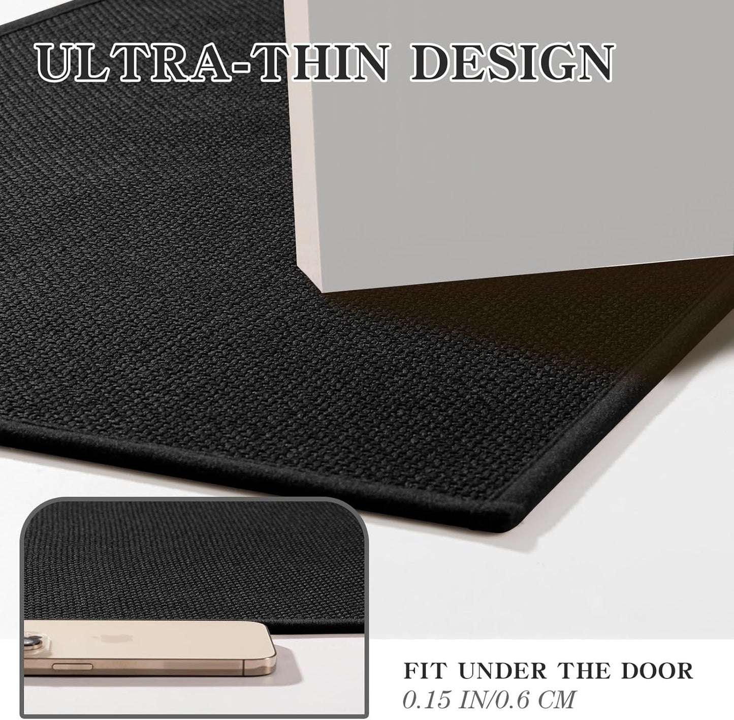 chakme Bathroom Rugs Mat 24x17, Ultra Thin Non Slip Bath Mat Small Quick Dry Absorbent Bath Mat for Bathroom Floor, (Black, 24"x17")
