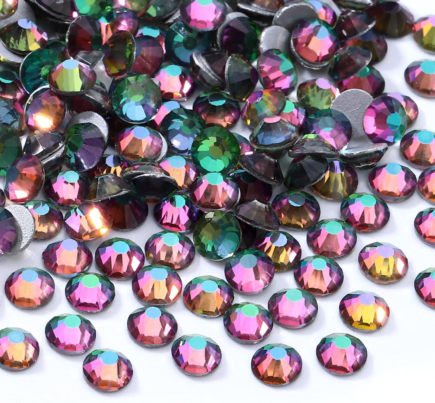 Green Volcano Flatback Rhinestones, Glass Rhinestones for Nail Art and Craft, Glue Fix, Loose Crystal Gemstones(Green Volcano, SS16, 1440pcs, 3.8-4.0mm)