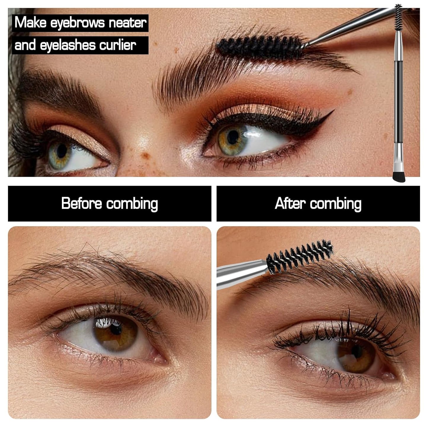 Eyebrow Pencils for Women, Microblading Eyebrow Pen Magical 2-in-1 Dual-Ended Brow Pen with 3D & Precise Brush-Tip Create Natural Hair-Like Brows, Last All-Day(Dark Brown)