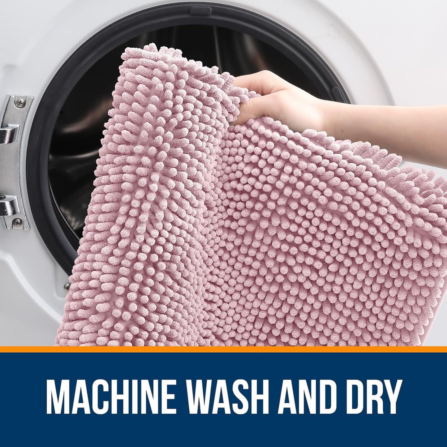 OLANLY Bathroom Rugs 36x24, Extra Soft Absorbent Chenille Bath Rugs, Rubber Backing Quick Dry, Machine Washable Bath Mats for Bathroom Floor, Tub and Shower, Home Decor Accessories, Dusty Rose