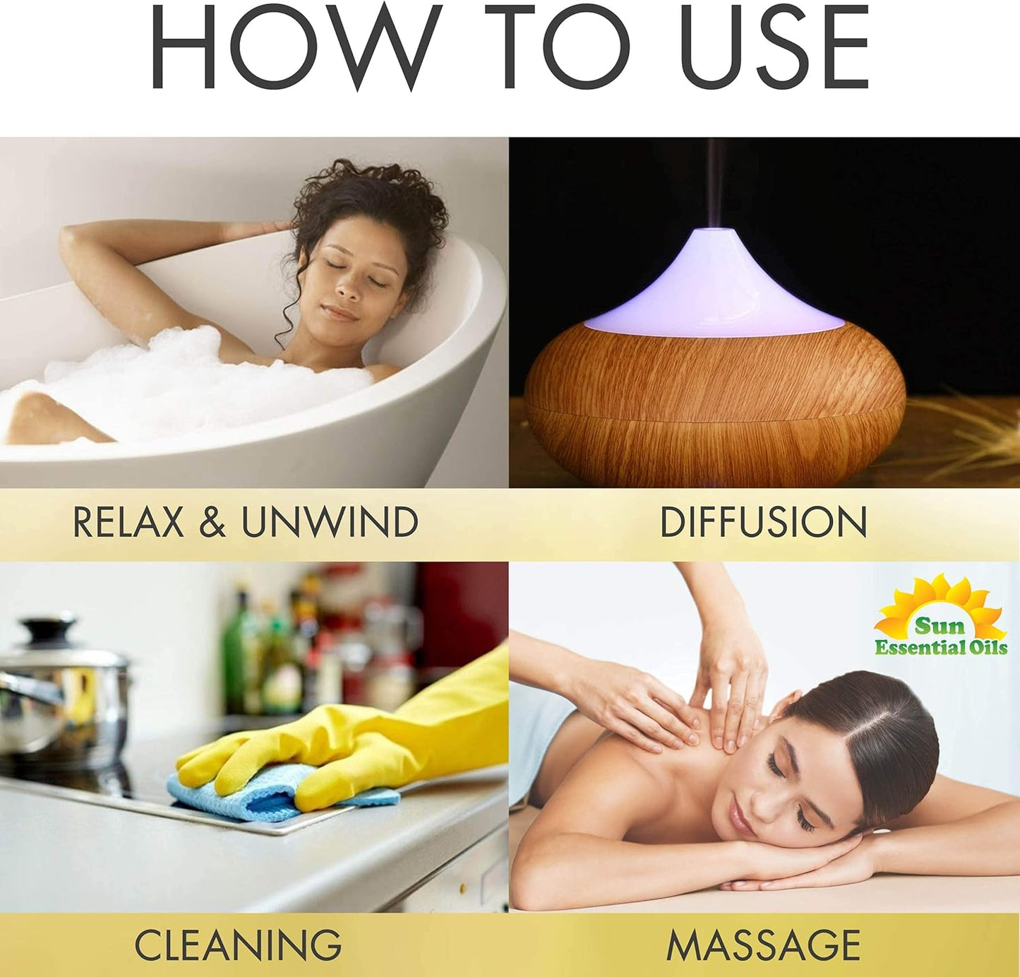 Sun Essential Oils - Peppermint Essential Oil (8 oz) with Dropper for Diffuser, Humidifier, Skin & Aromatherapy Body Massage, Candle & Soap Making for Home