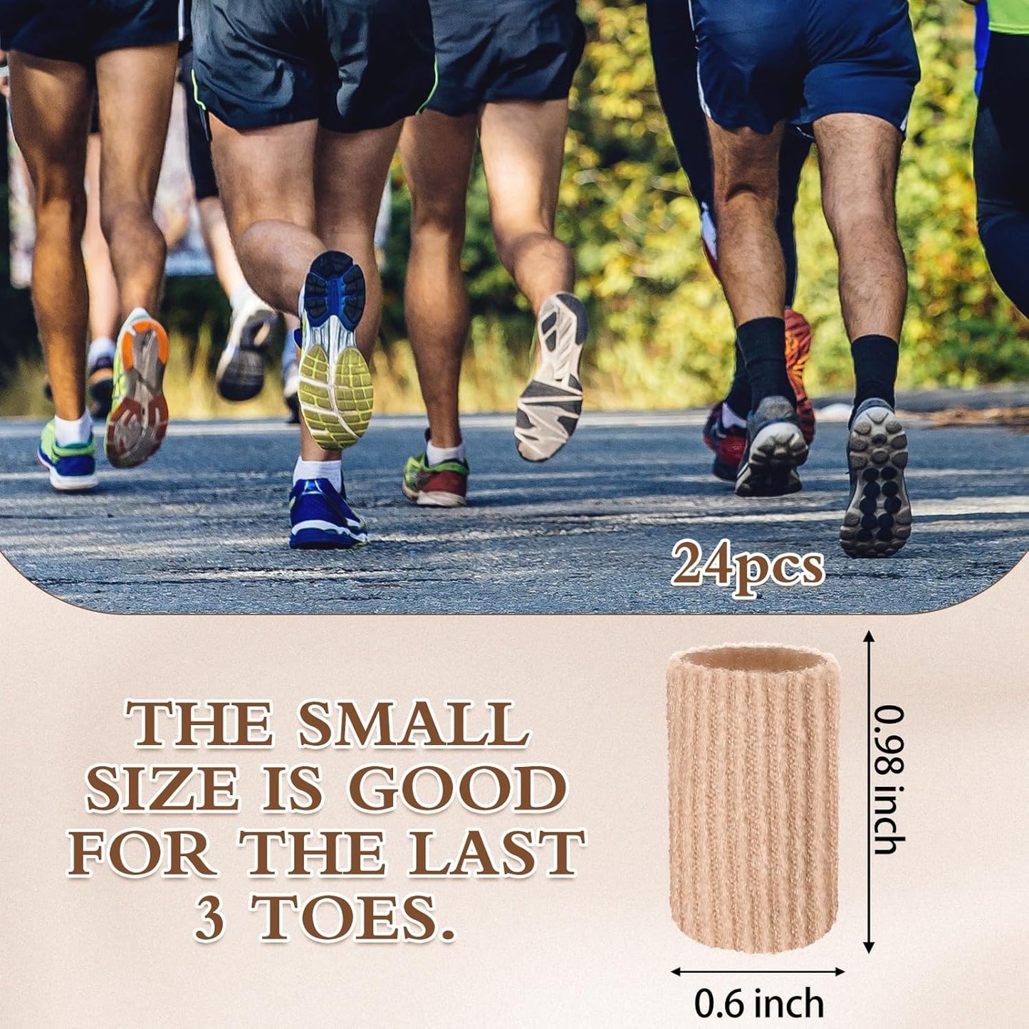 Blulu 24 Pieces Toe Tubes 0.98 Inches Cushion Tube Corn Pads for Toes Sleeves Soft Gel Protectors for Cushions Corns Blisters Calluses 3 Size(Skin Color,Small Size)