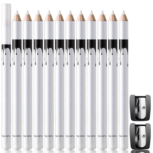 12Pcs White Barber Pencil Set Magic Hairline Pencils for Lineup Beard Shaping Guide Pen with Sharpener Barber Chalk for Men Hair Makeup Design