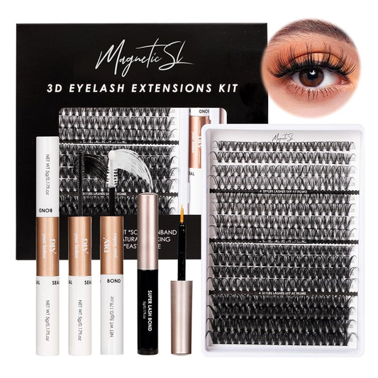 Lash Clusters 320pcs Lash Extension Kit 30D 40D 80D 100D Individual Lashes Kit 12-20mm Eyelash Extension Kit with Lash Bond&Seal,Lash Remover and Lash Tweezers for Easy Use(30/40/80/100D-0.07D Kit))