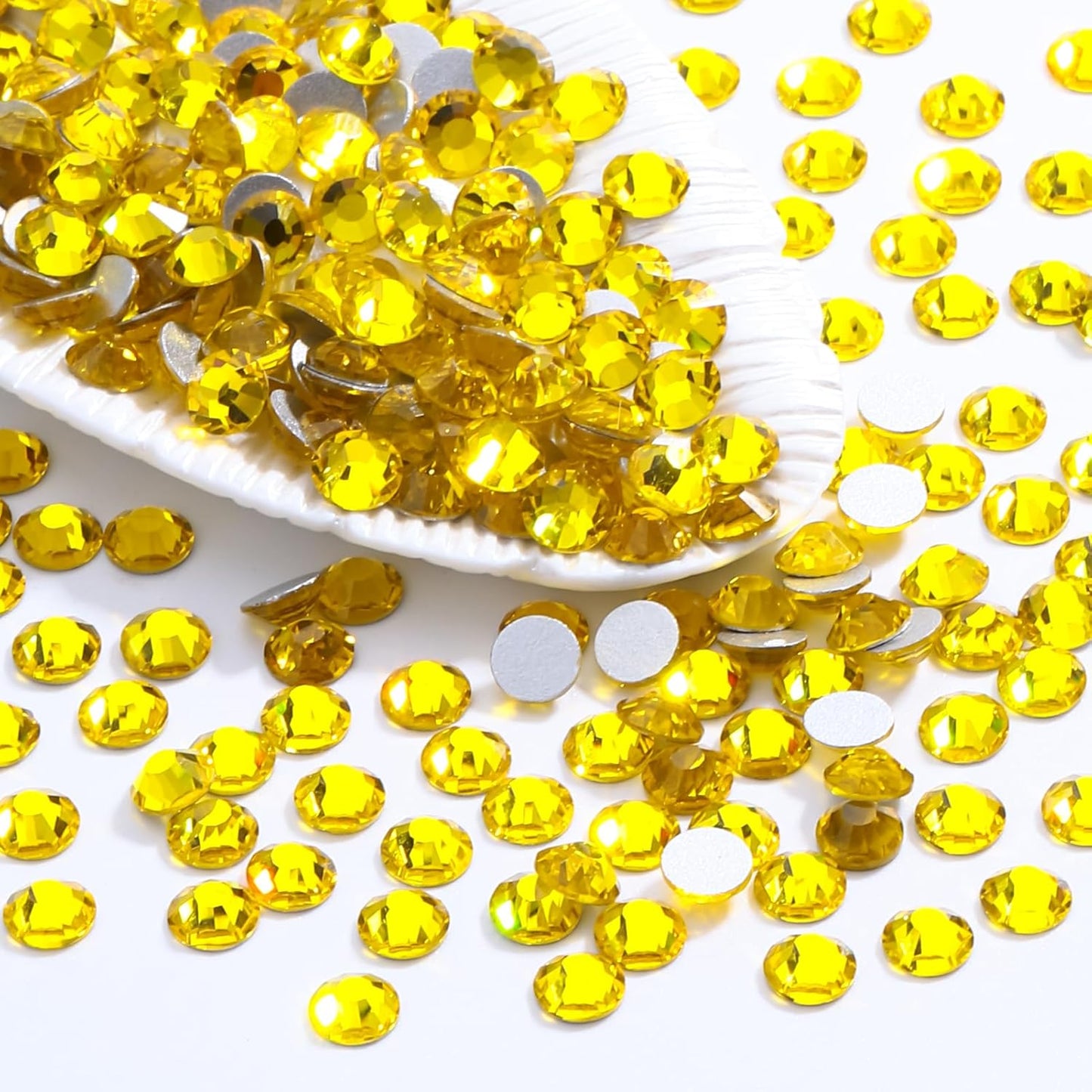 Citrine Flatback Rhinestones, Glass Rhinestones for Nail Art and Craft, Glue Fix, Loose Crystal Gemstones(Yellow, SS16, 1440pcs, 3.8-4.0mm)