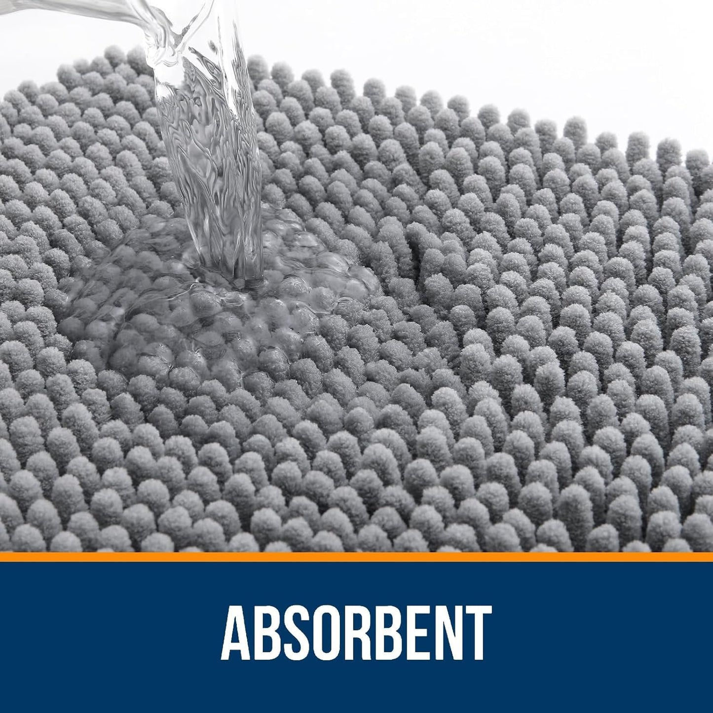 OLANLY Toilet Rugs U-Shaped 24x24, Extra Soft Absorbent Chenille Contour Bathroom Rugs for Toilet, Dry Quickly, Machine Washable, Non-Slip Bath Mat, Grey