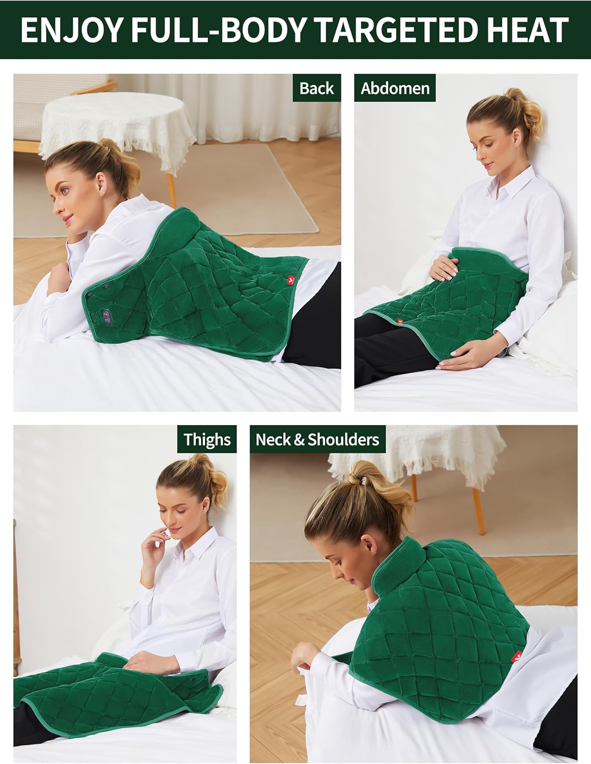 Vofuoti Heating Pad for Neck and Shoulders, Portable Heating Pad with Massager and Battery, Weighted Electric Heated Neck Shoulder Wrap, 16'' x 22'', 2.2lbs