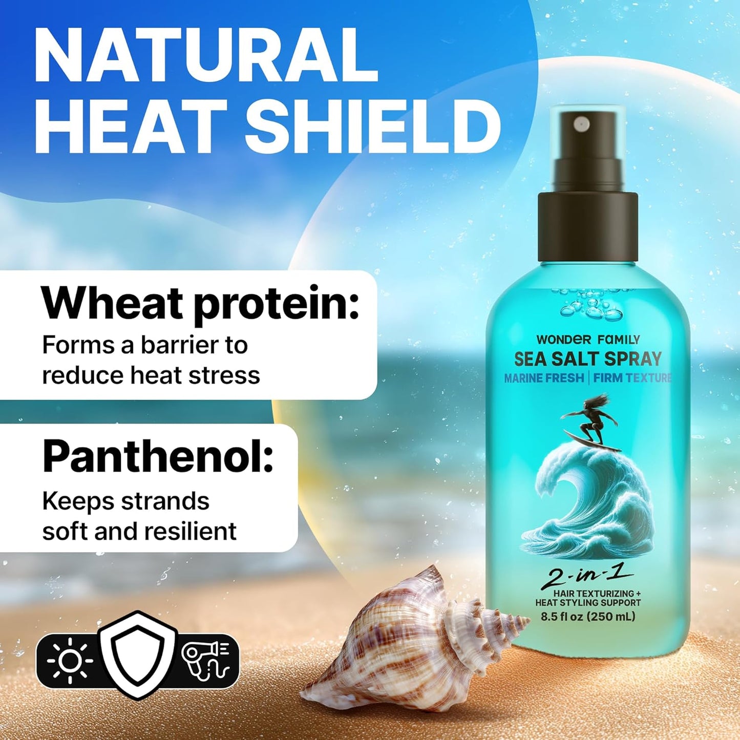 2-in-1 Texturizing Sea Salt Spray for Men, Women - Beach Waves & Curly Hair Spray Extra Hold, Low-Shine - Hair Volumizer for Fine Hair - Travel Hairspray for Women & Men - 16 Fl Oz, 2 Pack