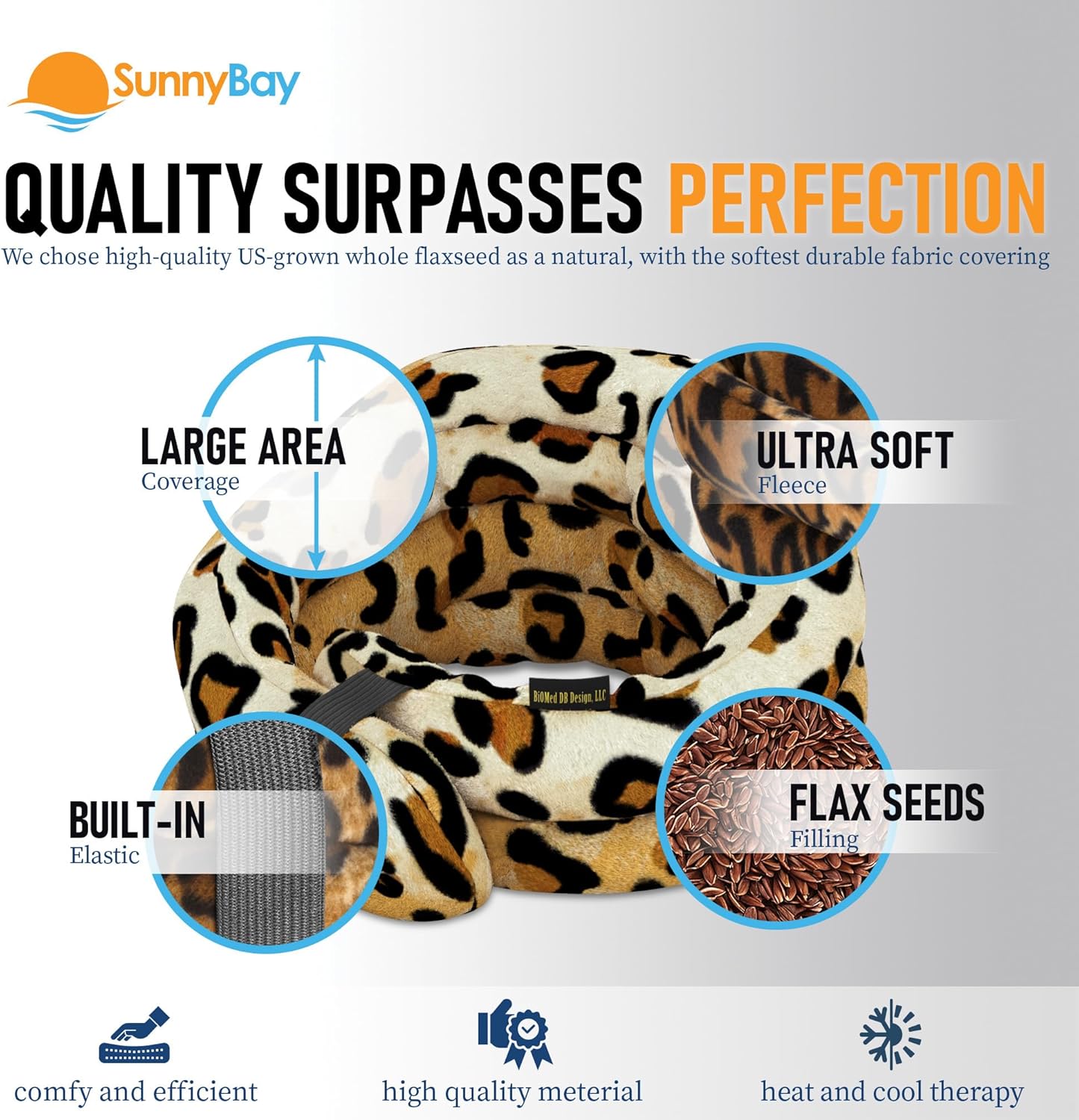 SunnyBay Microwave Heating Pad, Microwavable Heated Neck and Shoulder Wrap, Weighted Hands-Free Beanbag Pack with Wide Neck Coverage, 2.5 lbs, 26 Inches Long-Length, Made in USA, Leopard