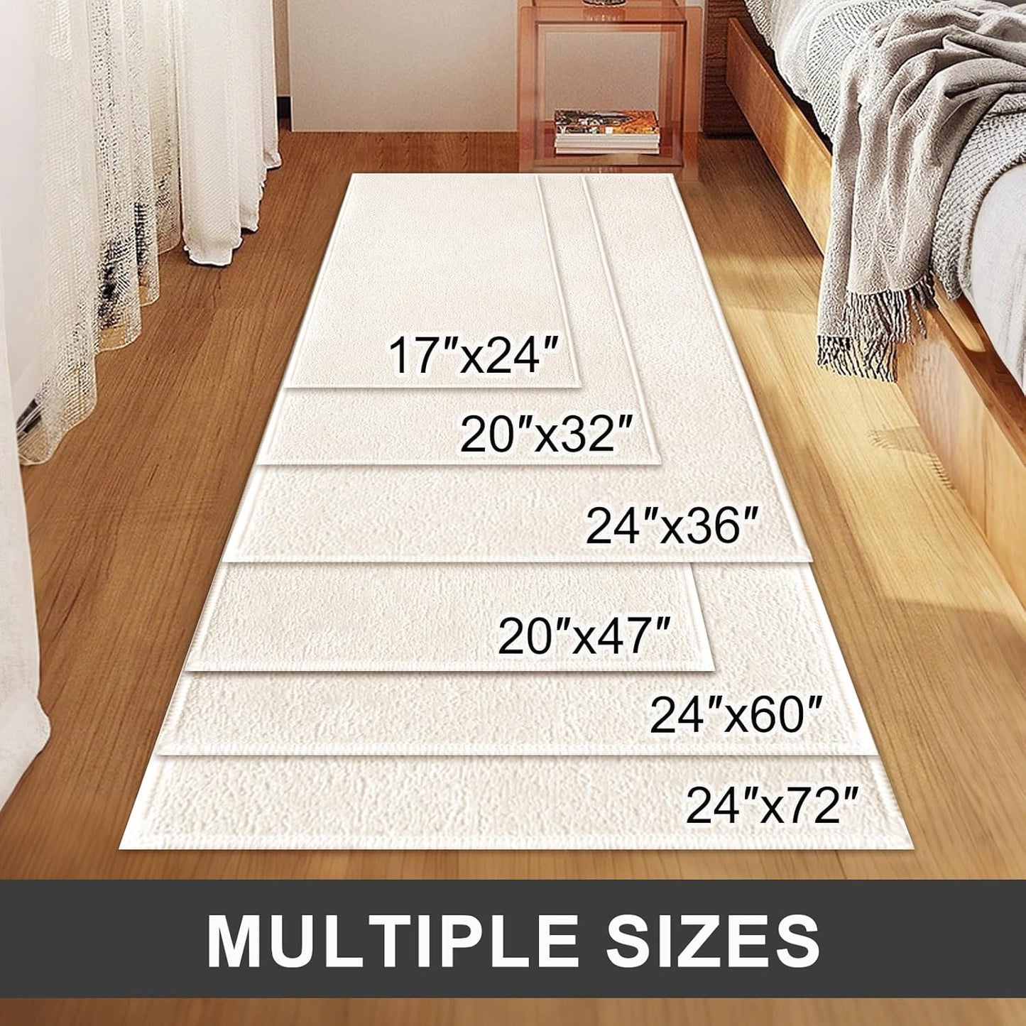 Bath Mat-Non-Slip Bathroom Floor Mats-Absorbent Quick Dry Low Pile Bathroom Rugs Fit Under Door-Bath Rug for Sink,Bathtub,Shower Room,24"×36",White