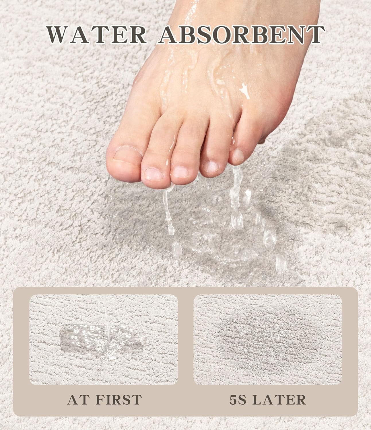 chakme Bathroom Rugs Mat U-Shaped 24x17, Ultra Thin Non Slip Bath Mat Small Quick Dry Absorbent Bath Mat for Bathroom Floor, (White, U-24"x17")