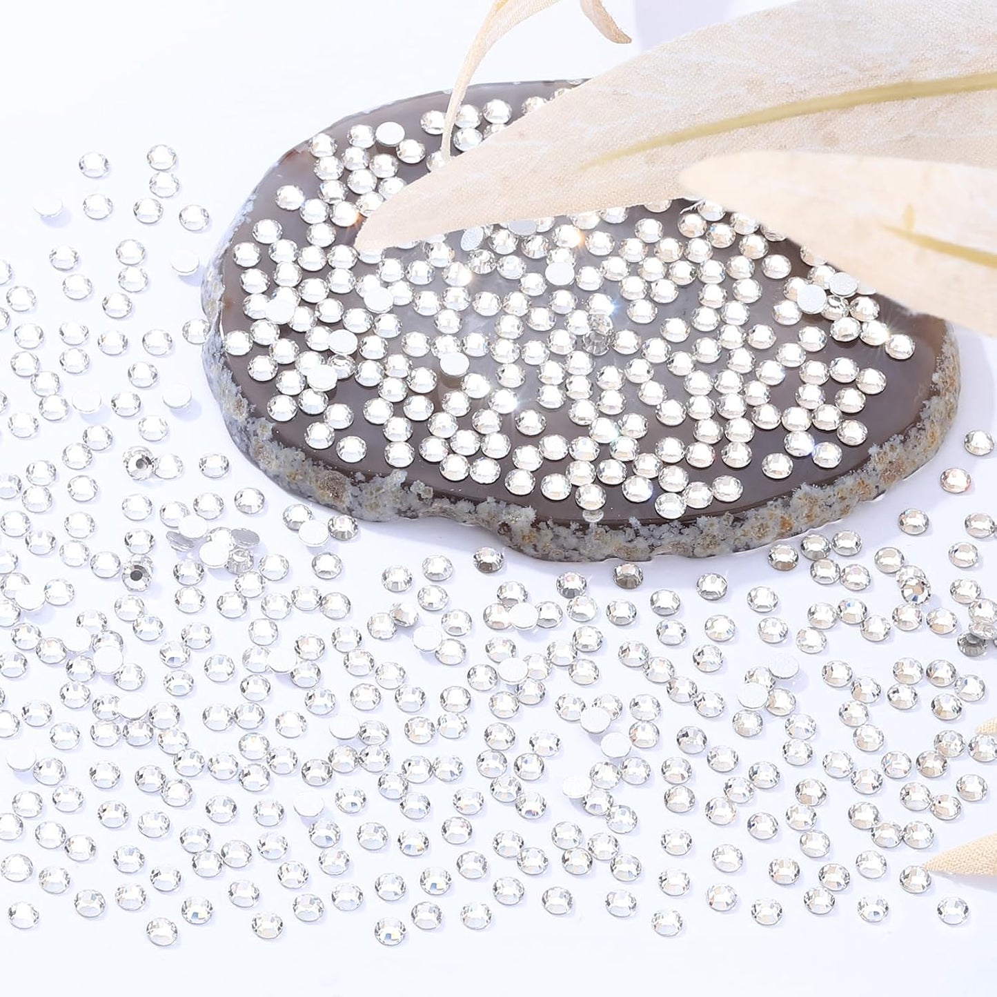 Crystal Clear Flatback Rhinestones, Glass Rhinestones for Nail Art and Craft, Glue Fix, Loose Crystal Gemstones(Crystal, SS6, 2880pcs, 1.9-2.0mm)