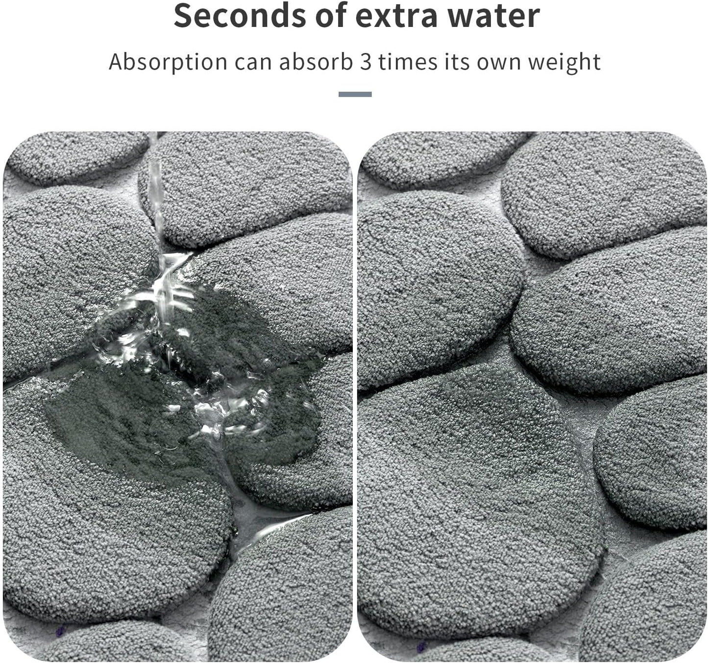 YIHOUSE Memory Foam Bath Mat Cobblestone Bathroom Rugs Super Water Absorbent Bath Mats for Bathroom Machine Washable Bath Rugs(20 x 24,Light Gray)