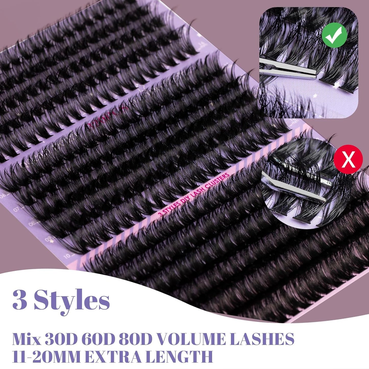 Ocean Pearl Lash Clusters 320PCS 11-20mm Lash Extension Kit 40D+50D+100D Eyelash Extension Kit Individual Lashes Thick Eyelash Clusters Lashes Clusters with Eyelashes Bond+Seal+Remover+Tweezer-100D