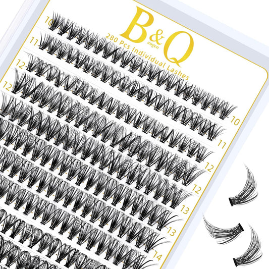 B&Qaugen Individual Lashes 280 Clusters False Eyelash 30D 40D 50D Lash Clusters Extensions DIY Eyelash Extensions at Home (30D-C,10-18MIX)