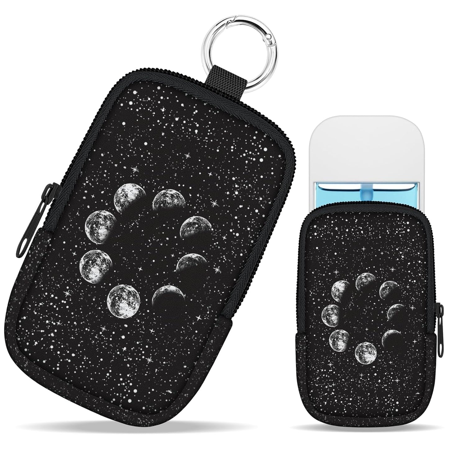 Lunar Eclipse Hand Sanitizer Spray Case, Cute Hand Sanitizer Holder Zippered Pouch, Moon Fashion Accessory with Snap Hook for Glow Mist and Power Mist 1FL OZ