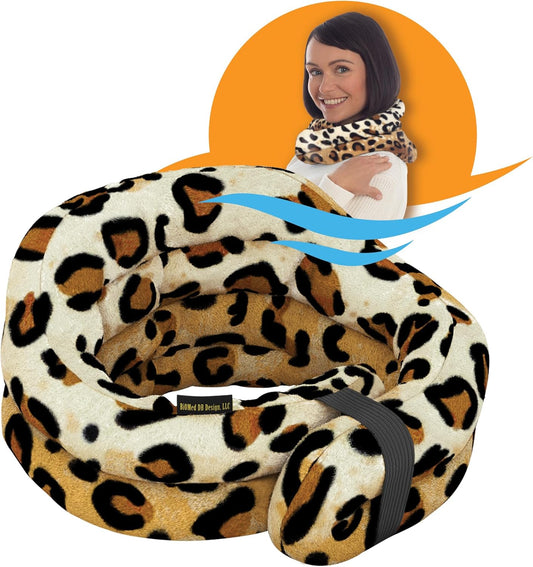 SunnyBay Microwave Heating Pad, Microwavable Heated Neck and Shoulder Wrap, Weighted Hands-Free Beanbag Pack with Wide Neck Coverage, 2.5 lbs, 26 Inches Long-Length, Made in USA, Leopard