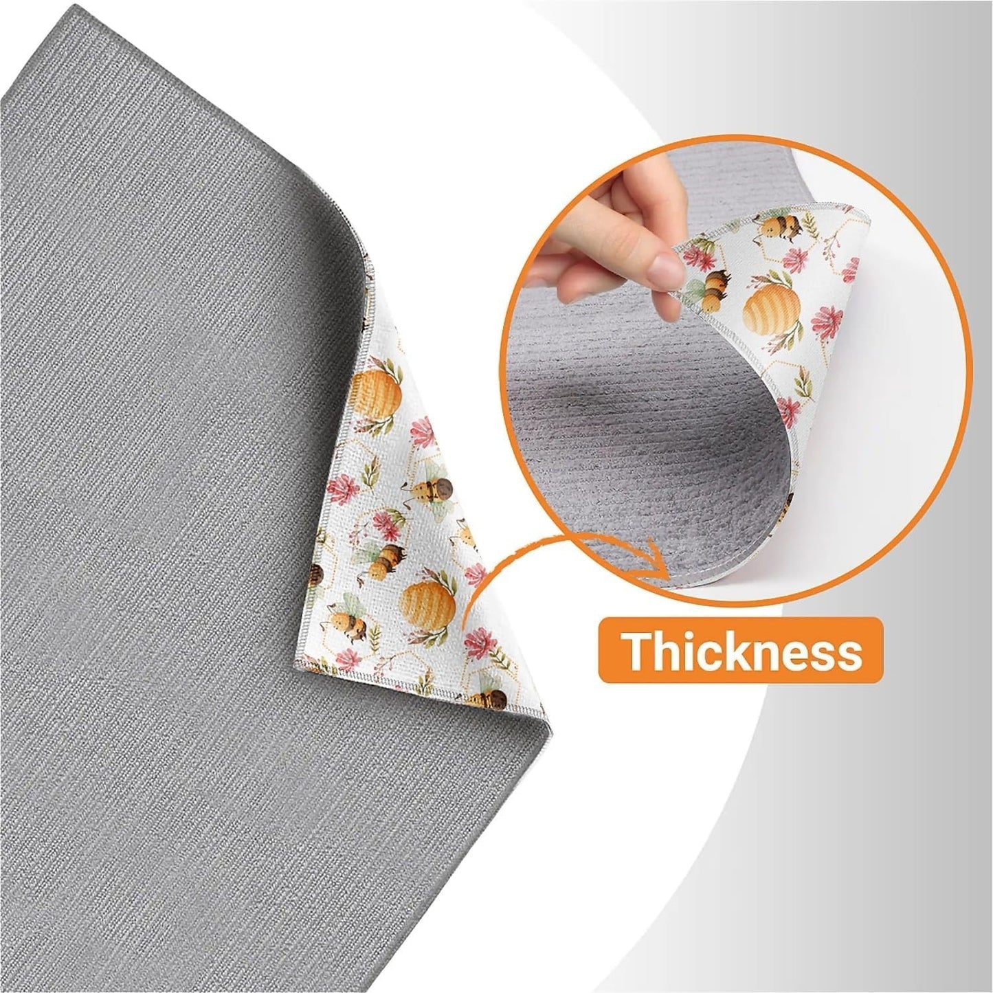 Dish Drying Mat For Kitchen Counter, Cute Bee Honeycomb Microfiber Absorbent Dish Drainer Rack Pad Reusable Large 18x24in Drying Mat