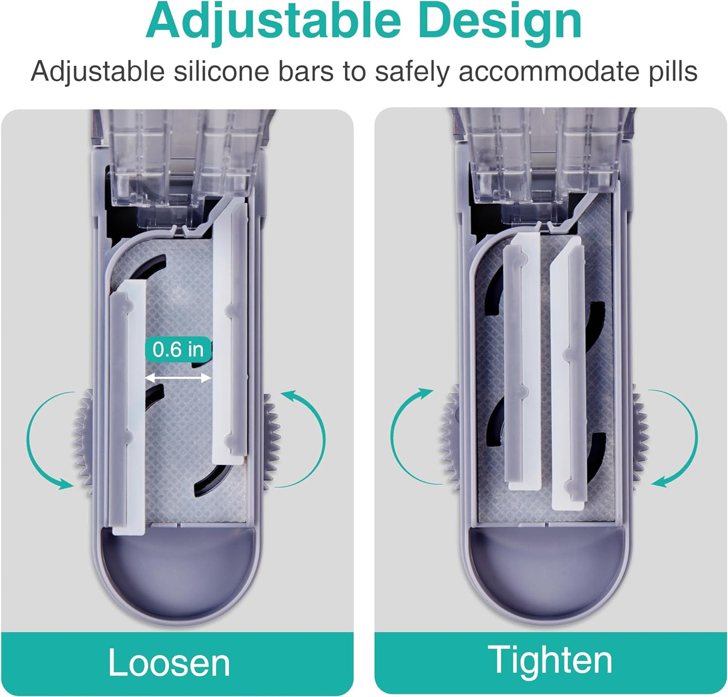 Fullicon Multiple Pill Cutter - Adjustable for Small Pills With Accurate Alignment, Stainless Steel Cutting Blade & Guard, Splitter With Free Brush & Box (Grey)