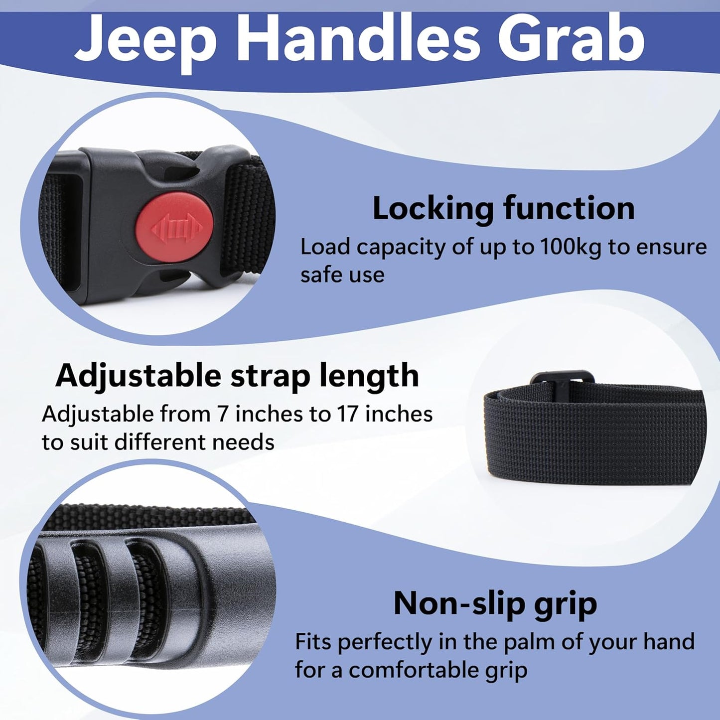 Car Adjustable Grab Handles, Car Handle Assist, Safety Handle Portable Vehicle Support Grab Bar for Trucks, SUVs, Jeeps, Vans, Cars and ATVs (Black)