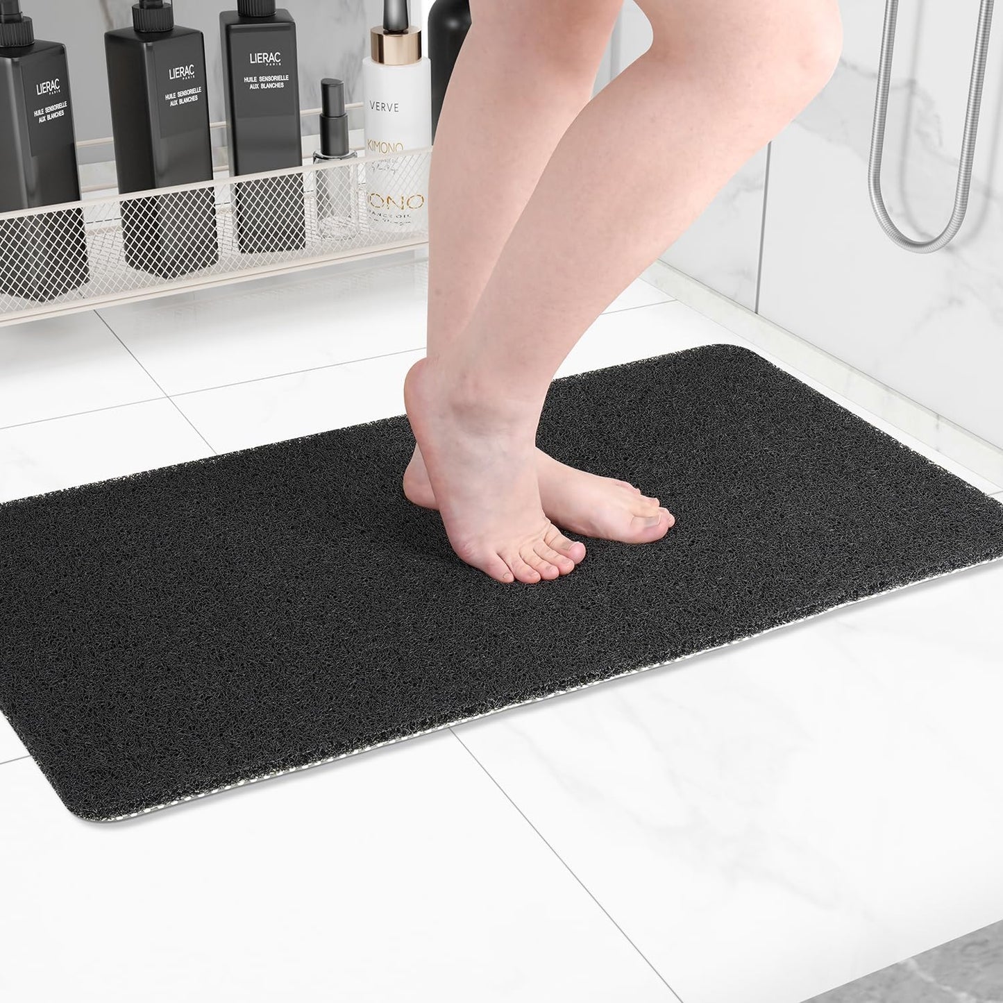 Non-Slip Bathtub Mat, Anti Slip Shower Mat, Fast Drying Bathtub Mats, Foot Scrubber Mat, Anti Slip Mat for Tub, Floor, Bathroom, Kitchen, Home, Hotel (Black 40"×16")