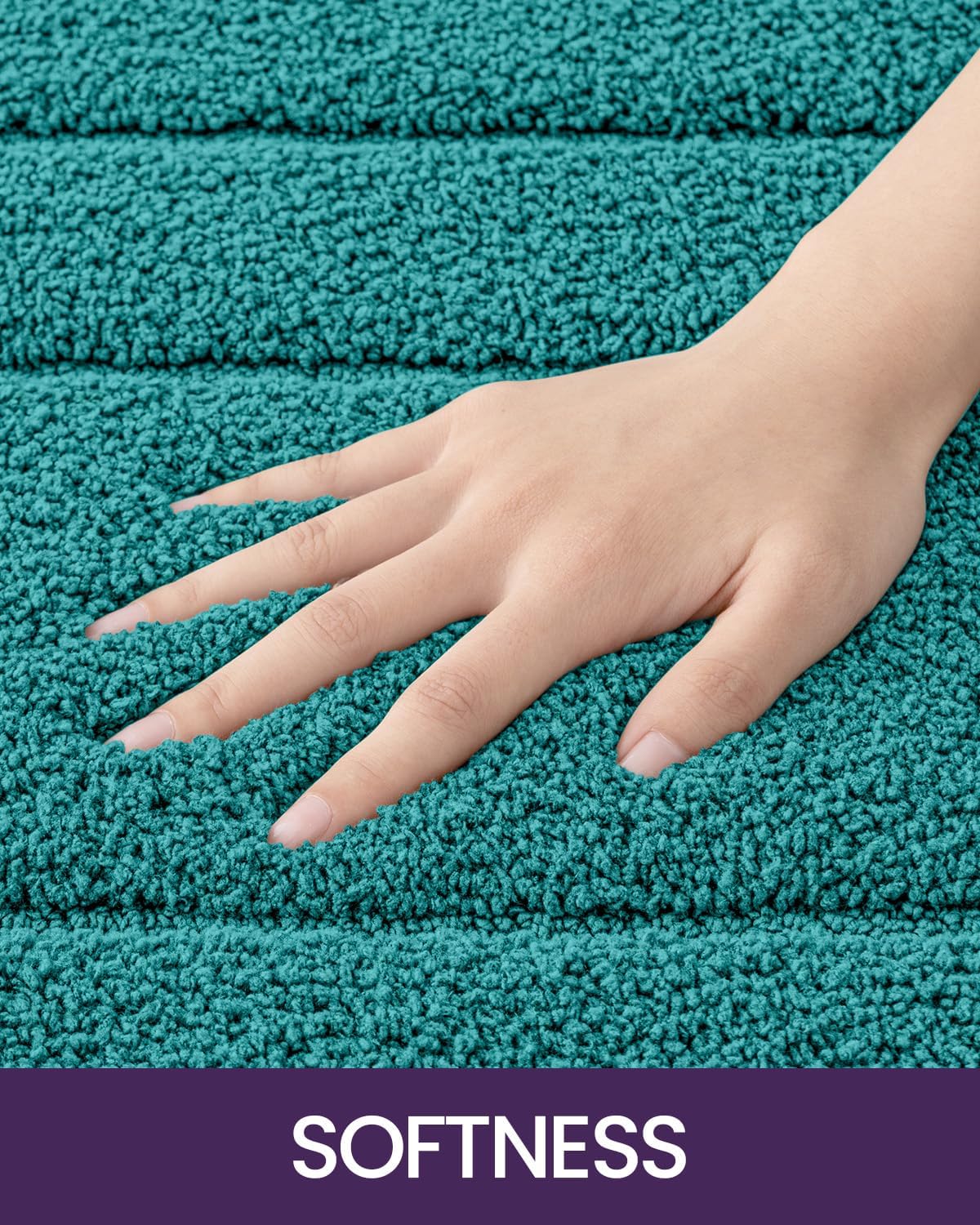 DEXI Bathroom Rug 32x20, Non Slip Washable Bath Mat for Shower Floor, Absorbent Soft Bathmat with Rubber Backing, Quick Dry Microfiber Carpet, Teal
