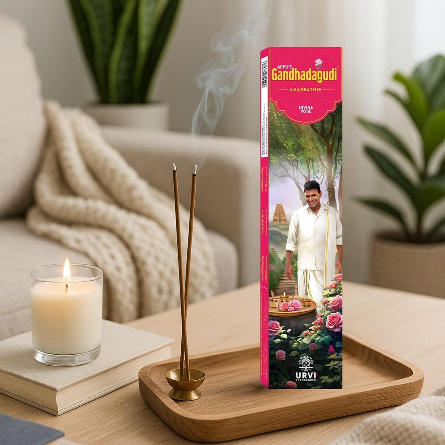 APPU'S Gandhadagudi Divine Rose Incense Sticks – 100g | Handmade, Toxin-Free, Long-Lasting Fragrance | Natural Resin Aroma for Meditation, Yoga & Home Use