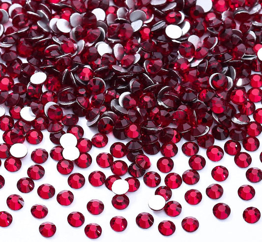 Siam Flatback Rhinestones, Glass Rhinestones for Nail Art and Craft, Glue Fix, Loose Crystal Gemstones(Siam, SS4, 2880pcs, 1.5-1.7mm)
