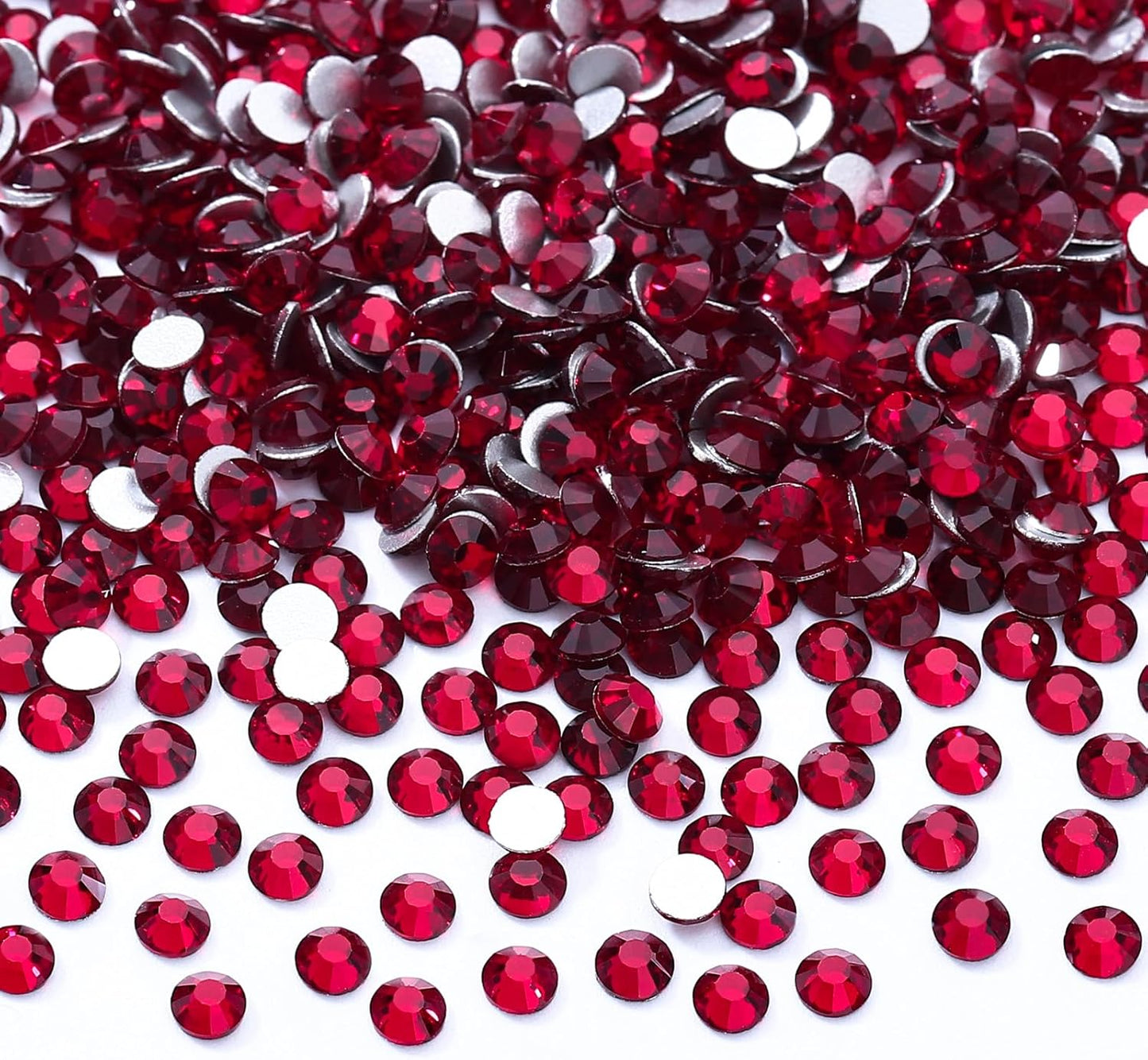 Siam Flatback Rhinestones, Glass Rhinestones for Nail Art and Craft, Glue Fix, Loose Crystal Gemstones(Siam, SS8, 2880pcs, 2.3-2.5mm)