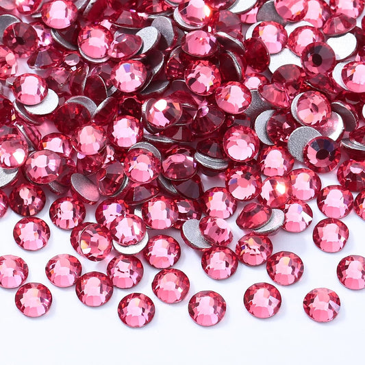 Rose Flatback Rhinestones, Glass Rhinestones for Nail Art and Craft, Glue Fix, Loose Crystal Gemstones(Rose, SS30, 576pcs, 6.4-6.6mm)