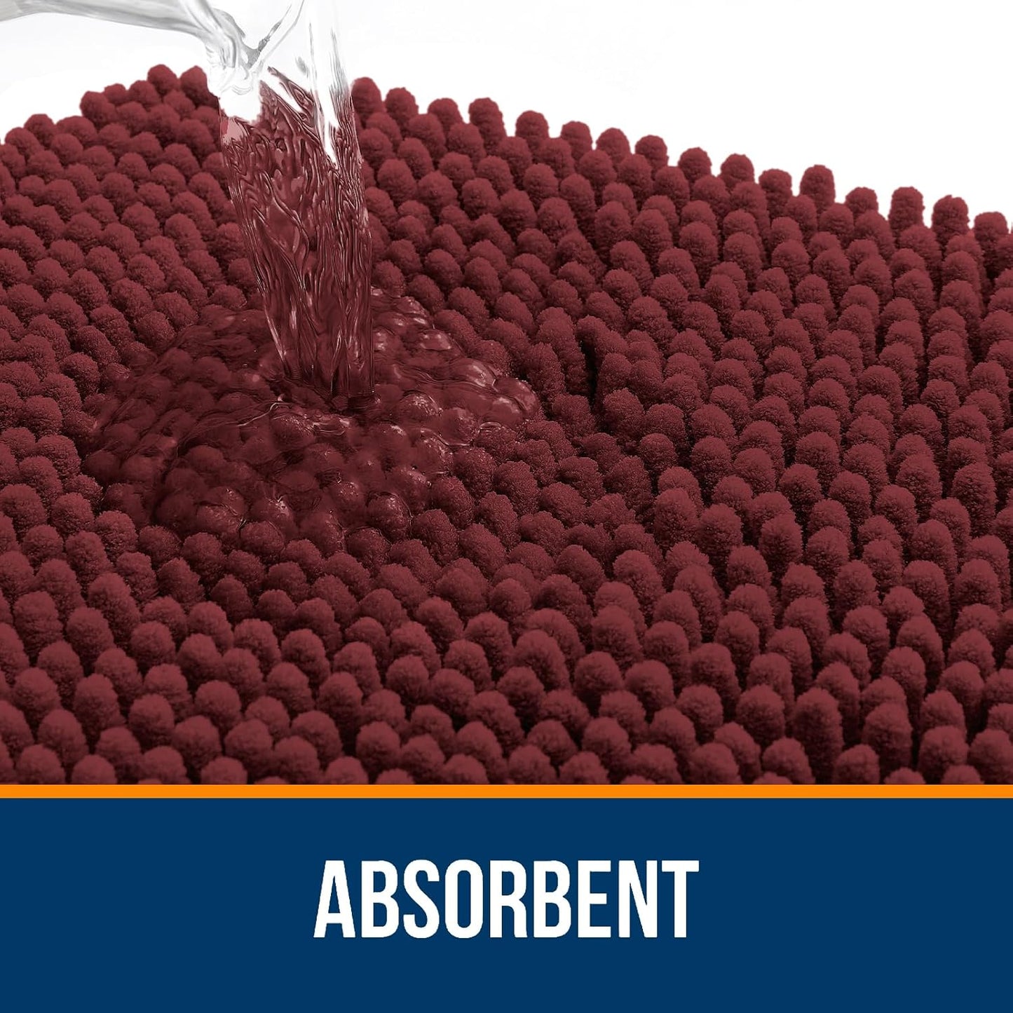 OLANLY Bathroom Rugs 44x24, Extra Soft Absorbent Chenille Bath Rugs, Rubber Backing Quick Dry, Machine Washable Bath Mats for Bathroom Floor, Tub and Shower, Home Decor Accessories, Andorra Red-Brown