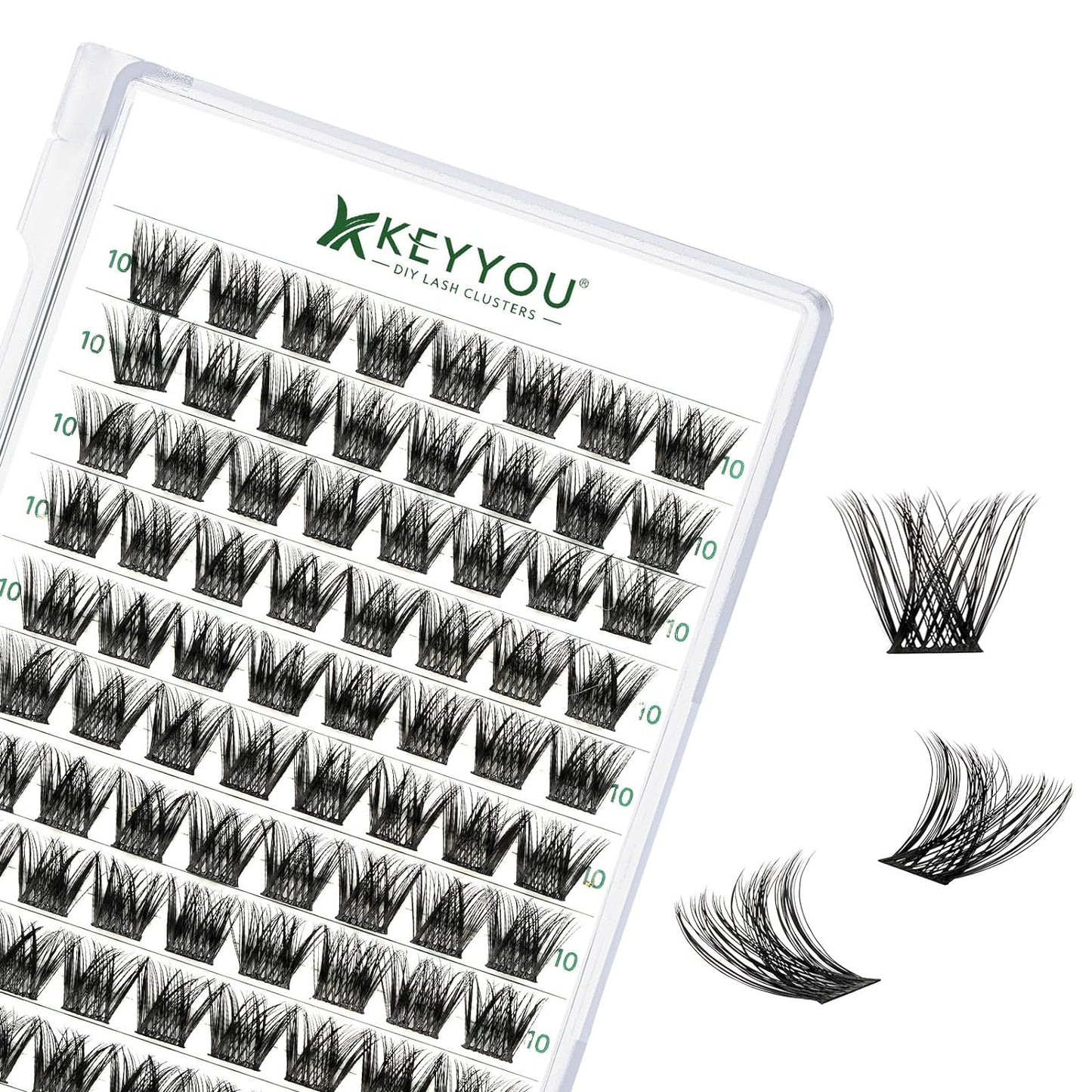 Lash Clusters 96pcs Individual Lashes Y01 C Curl 10mm Eyelash Clusters KEYYOU Volume Wispy Lash Extension Soft&Comfortable Easy DIY at Home(Y01 C-10mm)