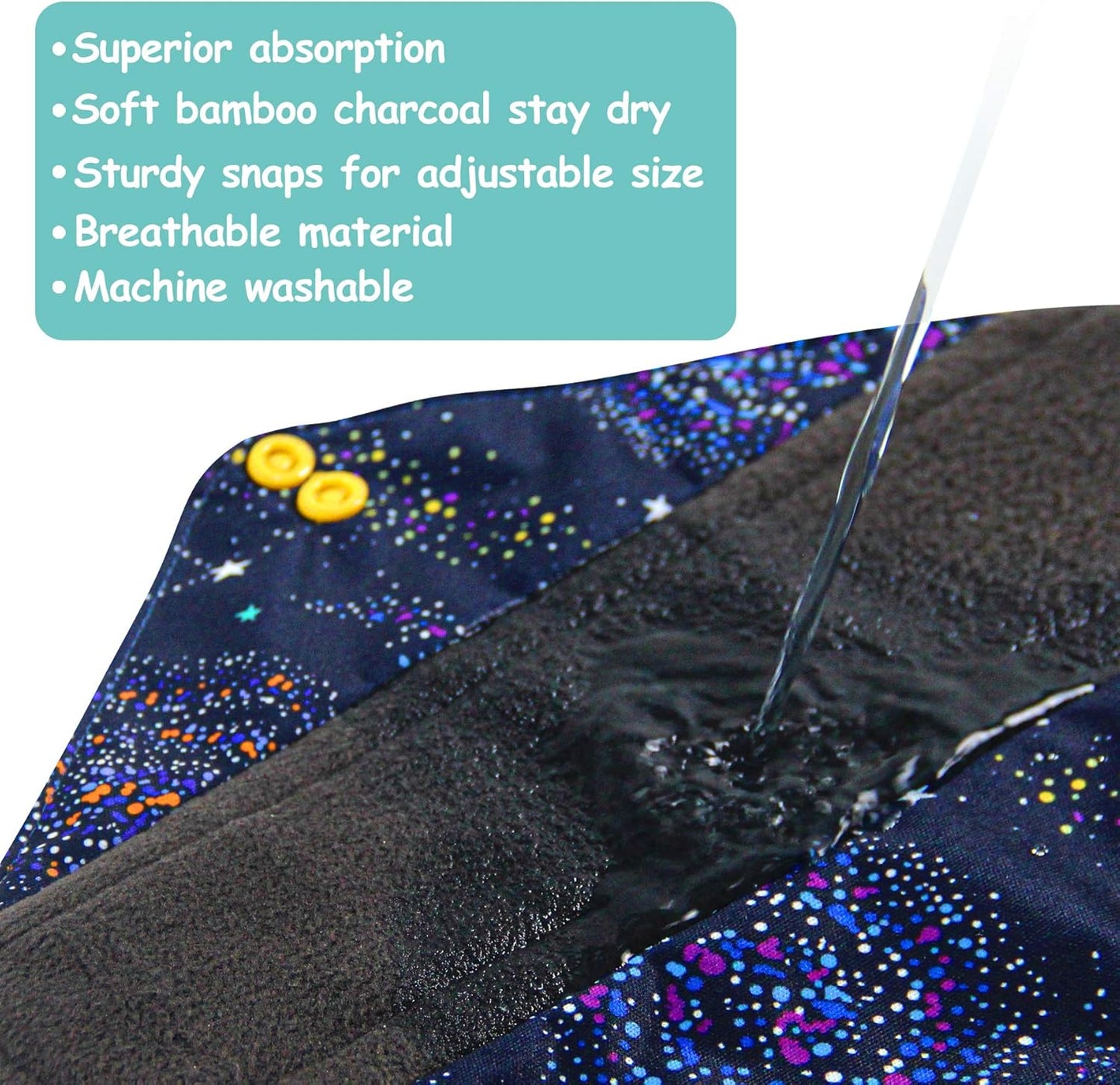 Leekalos Reusable Menstrual Pads - Bamboo Menstrual Cloth Pads | Light Incontinence Pads | Reusable Sanitary Pads - Pack of 6, 1 Cloth Mini Wet Bag