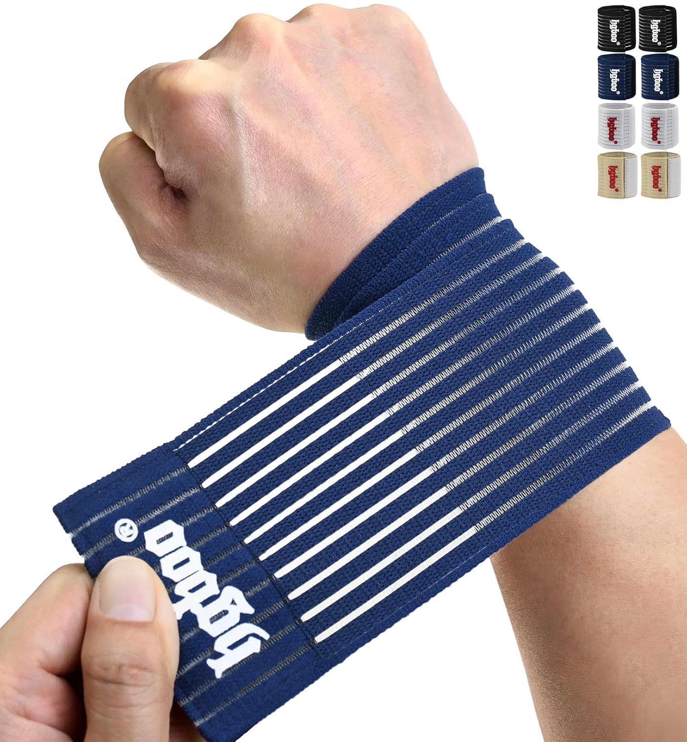 Compression Wrist Bands (2 PCS), High-Elastic Straps Wrist Wraps Wrist Brace for Sports Weightlifting Tennis Basketball Tendonitis Carpal Tunnel Arthritis - Breathable Fabric (Navy Blue)