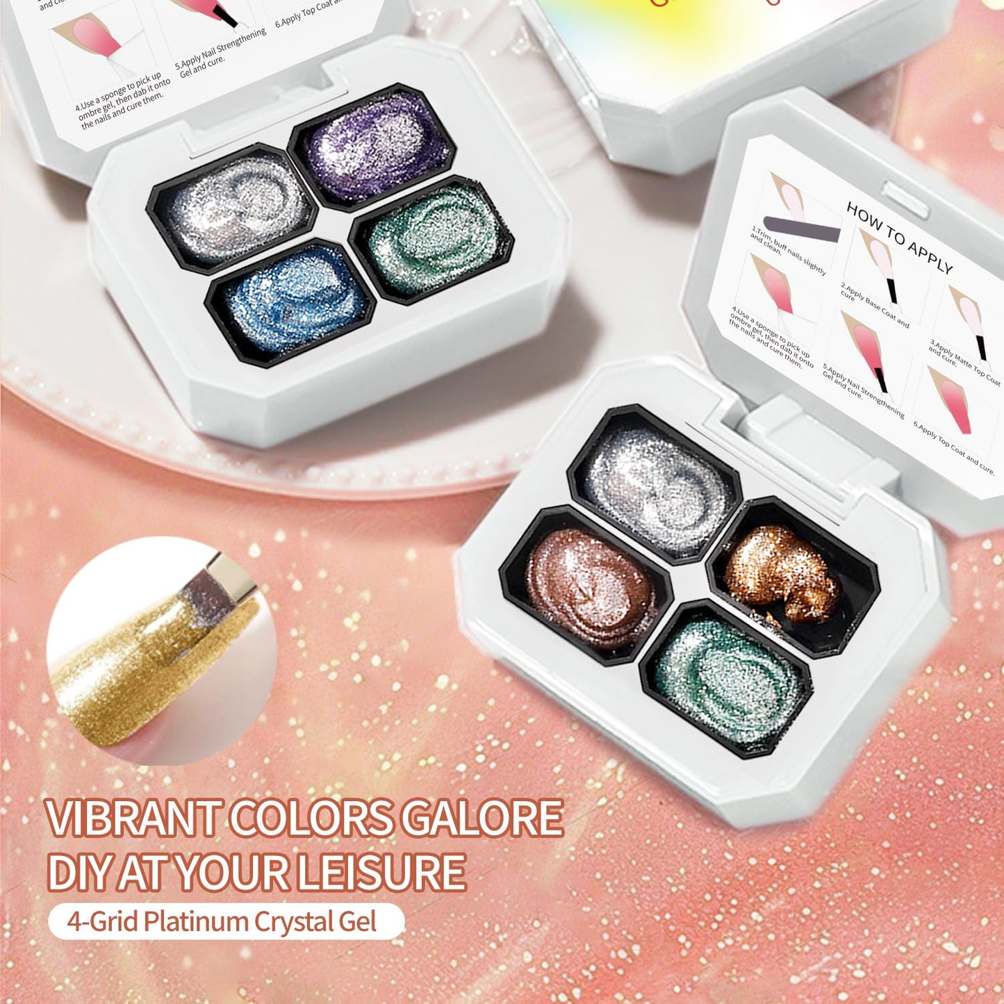 Finger Secret 4 Colors Set Ombre Gel Nail Polish,Patting Gradient Painting Gel with 20Pcs Nail Sponges for Nail Art DIY can be Painted in Salon or Home Use (k2)