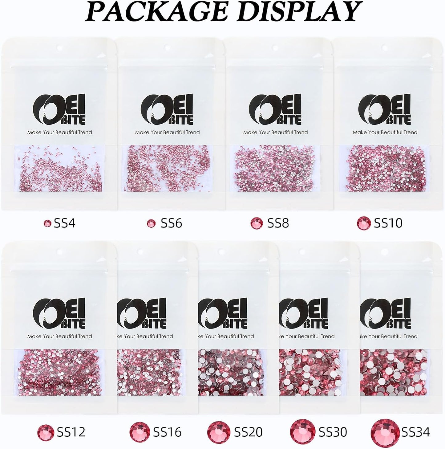 Rose Flatback Rhinestones, Glass Rhinestones for Nail Art and Craft, Glue Fix, Loose Crystal Gemstones(Rose, SS30, 288pcs, 6.4-6.6mm)