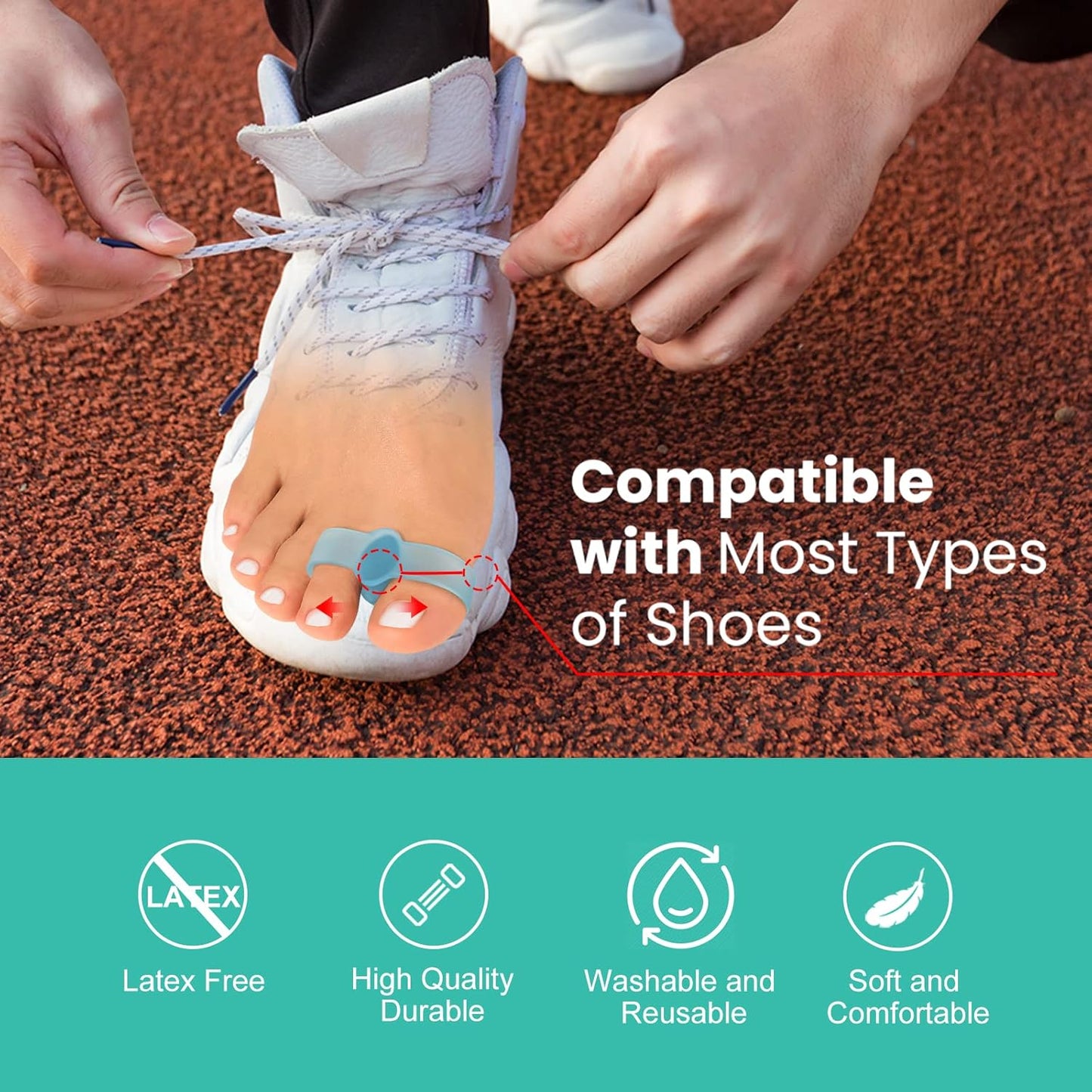 Welnove Pack of 12 Bunion Corrector, Toe Separators with 2 Loops, Big Toe Spacer Suitable for Bunion and Overlap Toe (Blue)