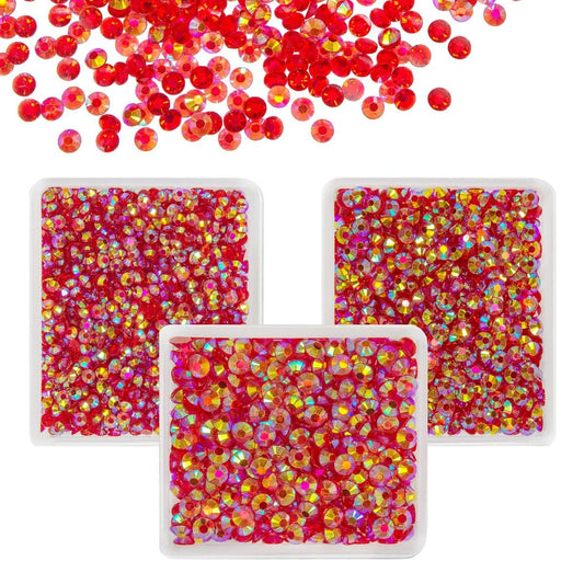 Transparent Clear Red AB Resin Rhinestones for Crafting 3mm 4mm 5mm Flatback Jelly Stones Gems Diamonds Crystals Charms for Nails Face Eyes Makeup Tumblers Bottles Mugs DIY Crafts Clothes Shoes