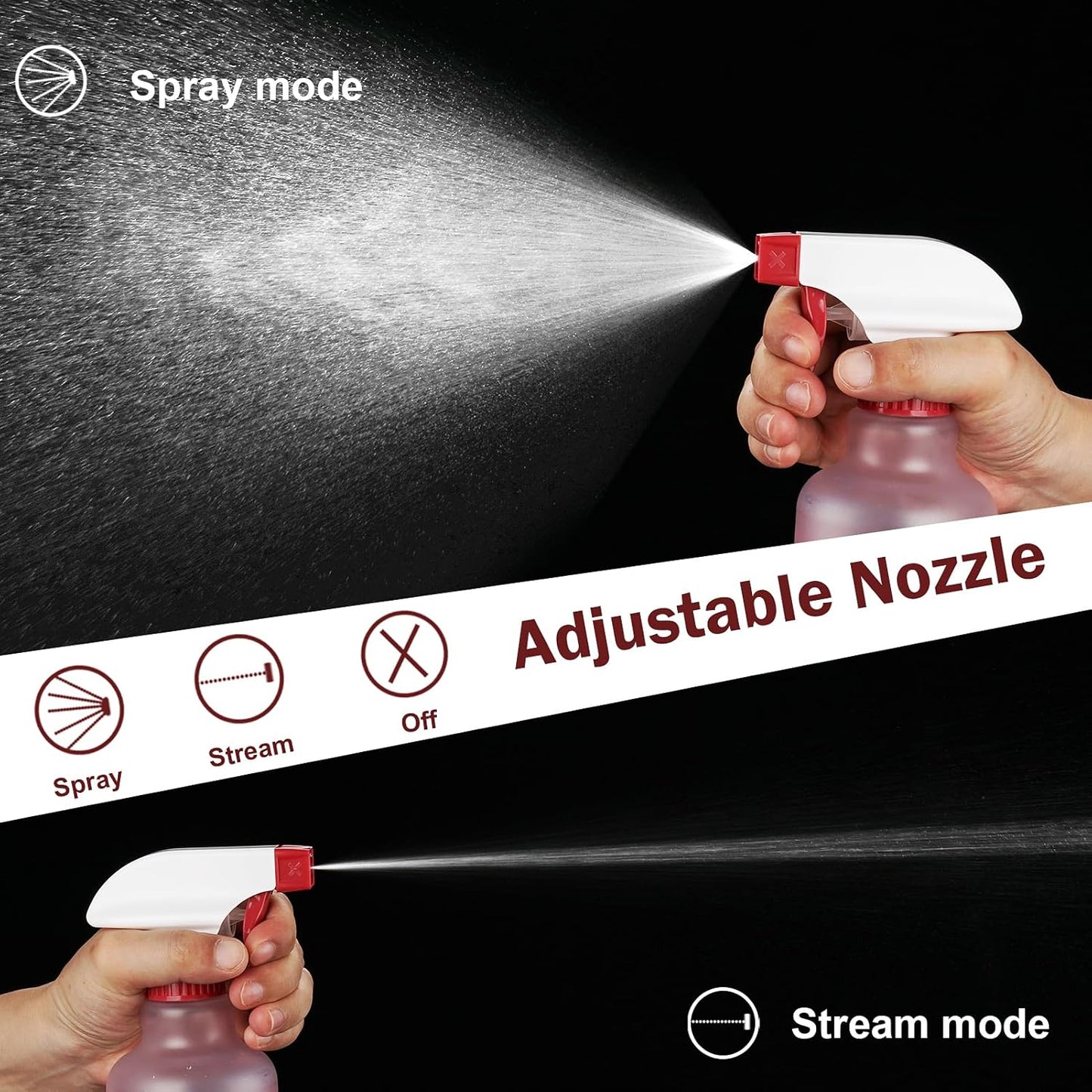 Spray Bottles 16.9oz/500ml Plastic Spray Bottle for Hair Mist/Stream Empty Spray Bottle Heavy Duty Refillable Containers for Cleaning Solutions, Plants Gradient 2 Pack (Red)