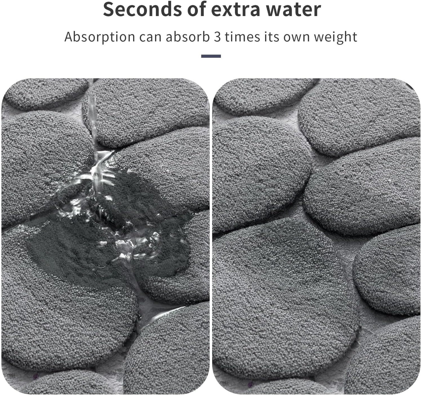 YIHOUSE Memory Foam Bath Mat Cobblestone Bathroom Rugs Super Water Absorbent Bath Mats for Bathroom Machine Washable Bath Rugs(20 x 24,Dark Gray)