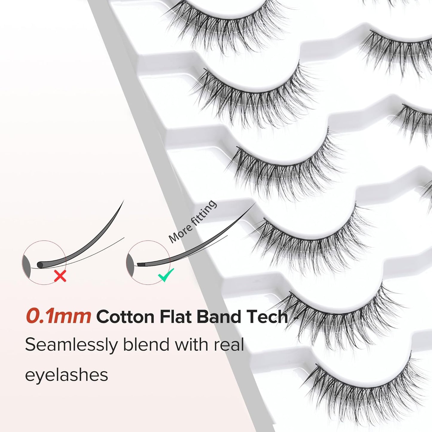 False Eyelashes Natural Look Wispy Lashes 10mm Short Lash C Curl 0.1MM Thin Band Lashes Pack Siligli Fake Eyelash 7 Pair