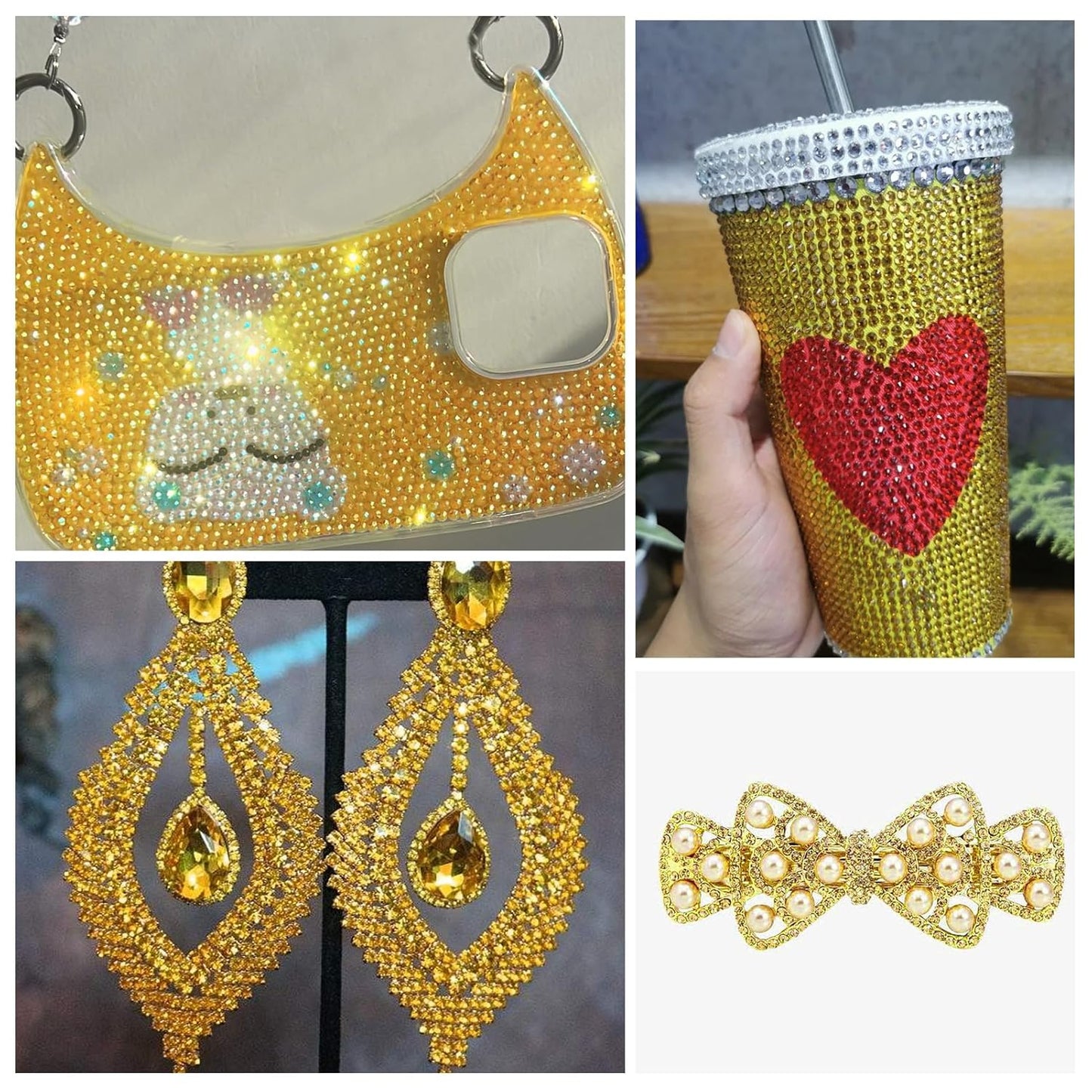 1440Pcs Metallic Sunshine Crystal Rhinestones,Glass Flatback Rhinestones Gemstones for Nail Face Makeup Art Crafts Clothes Decoration-(SS20,Metallic Sunshine)