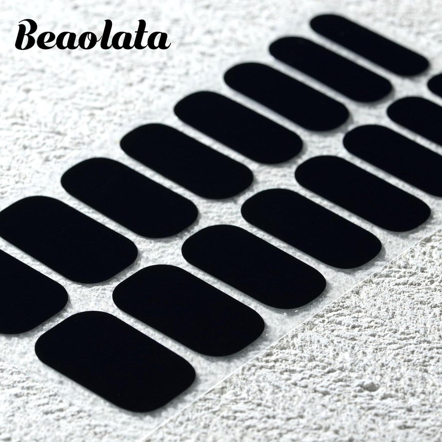 Nail Polish Strips, 32PCS Salon Quality Wraps, Long Lasting Gel Nail Stickers for Women Easy Apply& Remove (Black)
