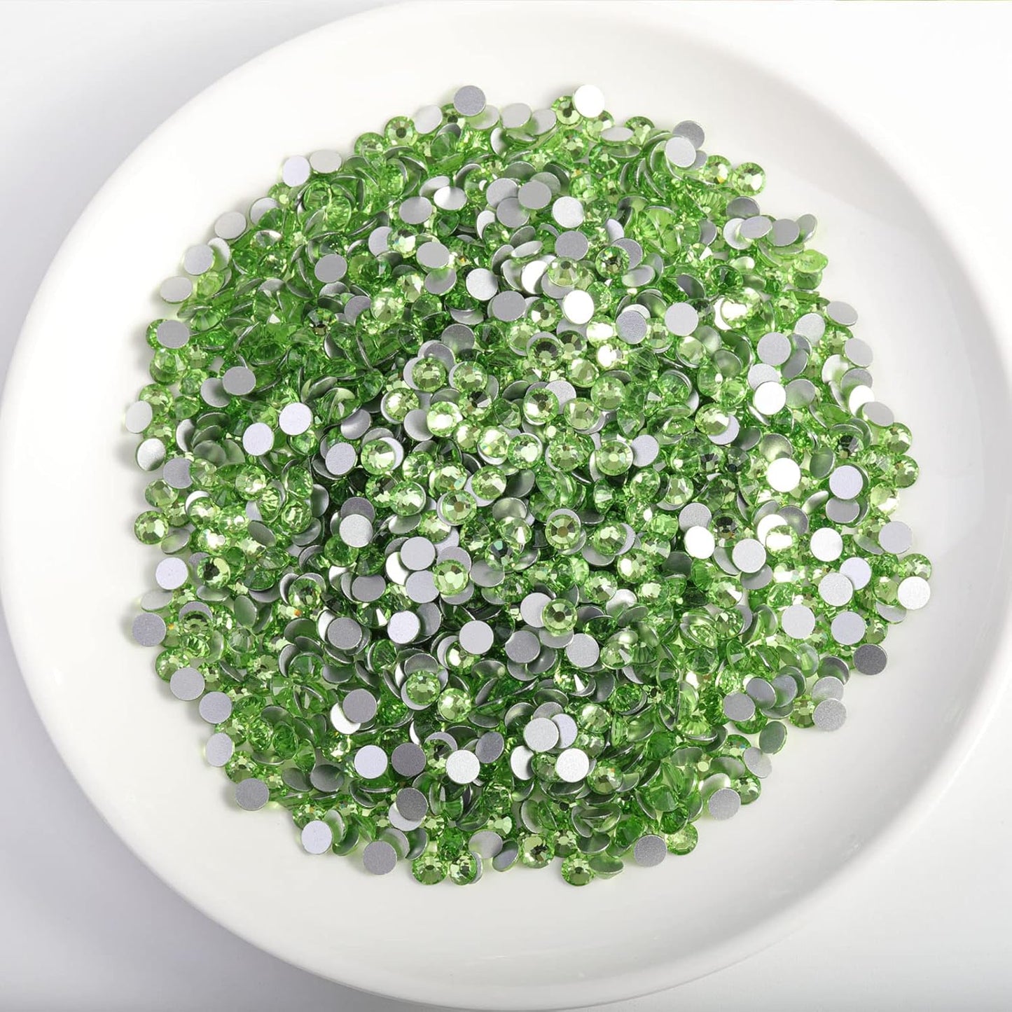 Beadsland 288pcs Flat Back Crystal Rhinestones Round Gems for Nail Art and Craft Glue Fix, Light Green, SS34,7.1-7.3mm