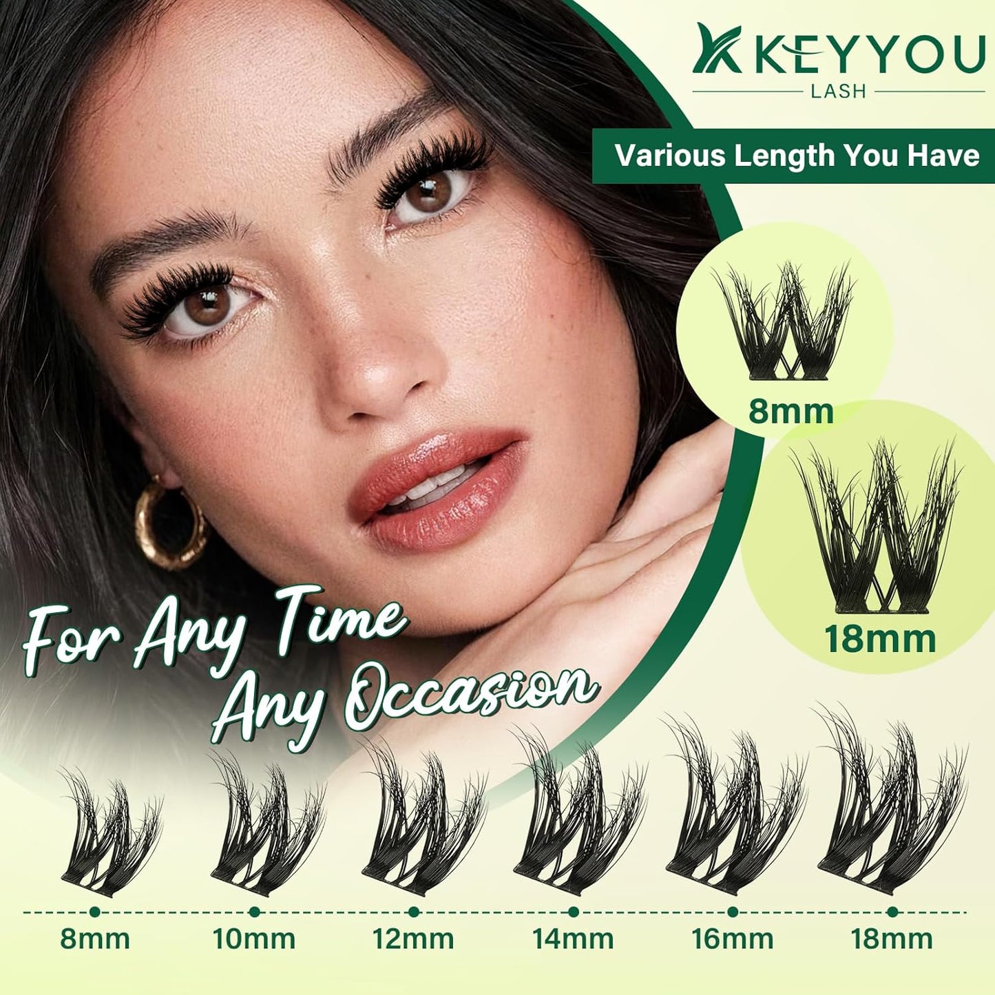 KEYYOULASH Flora Lash Clusters Kit 3D DIY Lashes Extension Kit Eyelash Clusters 144pcs Thick Individual Lashes Fluffy and Soft Wispy Volume Lashes with Waterproof Lash Bond and Seal & Remover (F01)