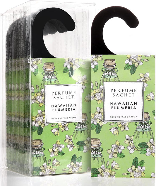 Large 12 Packs Hawaiian Plumeria Hanging Closet Air Freshener Scented Sachets Long Lasting Smell Goods