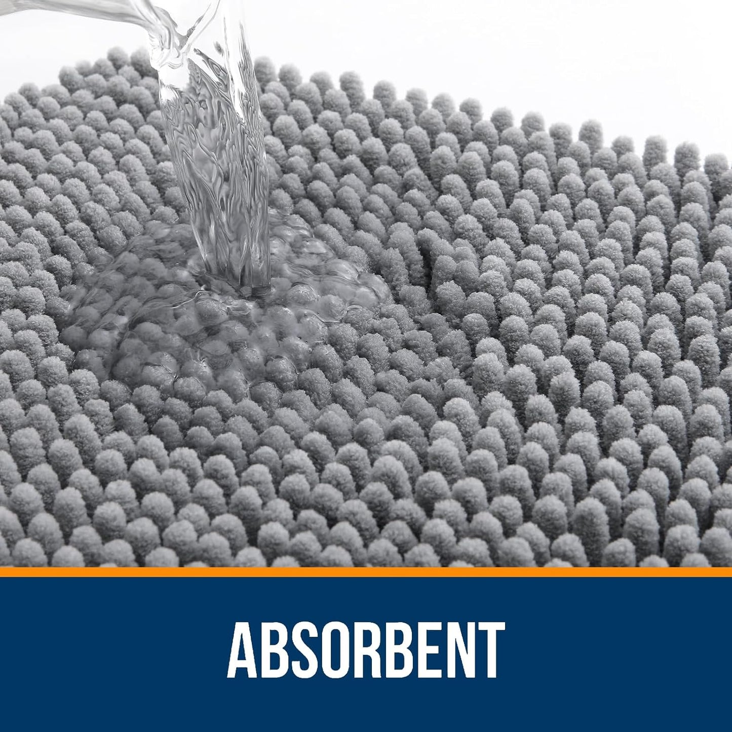 OLANLY Bathroom Rugs 24x16, Extra Soft Absorbent Chenille Bath Rugs, Rubber Backing Quick Dry, Machine Washable Bath Mats for Bathroom Floor, Tub and Shower, Home Decor Accessories, Grey